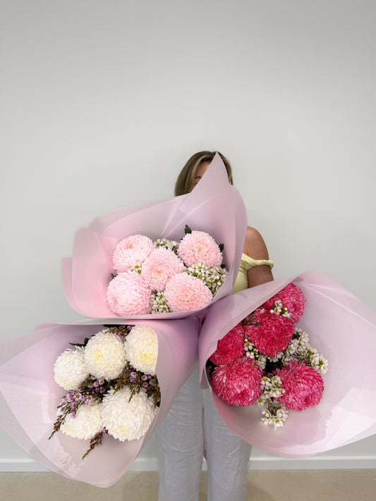 Disbud & Wax Flower Arrangement